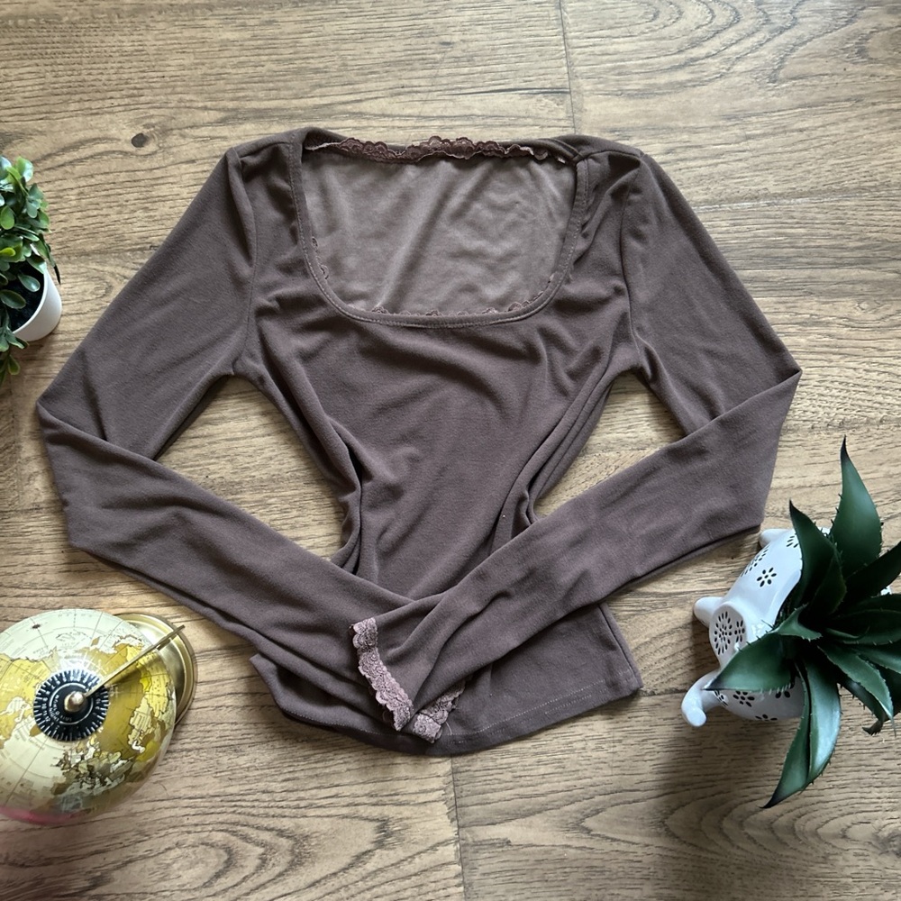 Asymmetrical Brown and Gray Fitted Bodysuit